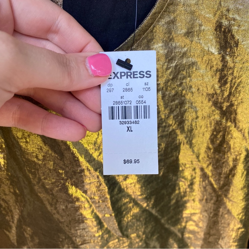 Express Gold Foil Balloon Sleeve Top Size XL NWT - Picture 10 of 13